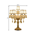 Lampe de table candélabre en cristal doré à plusieurs lumières de luxe