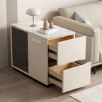 Table d'appoint mobile rectangulaire avec plateau en plastique et tiroirs de rangement