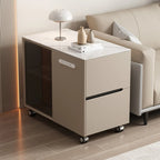Table d'appoint mobile rectangulaire avec plateau en plastique et tiroirs de rangement