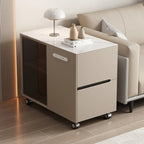 Table d'appoint mobile rectangulaire avec plateau en plastique et tiroirs de rangement