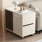 Table d'appoint mobile rectangulaire avec plateau en plastique et tiroirs de rangement