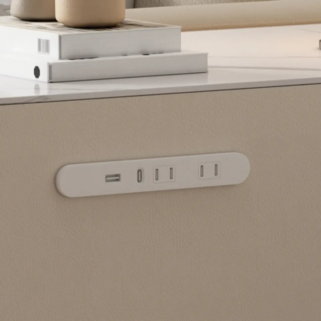 Table d'appoint mobile rectangulaire avec plateau en plastique et tiroirs de rangement