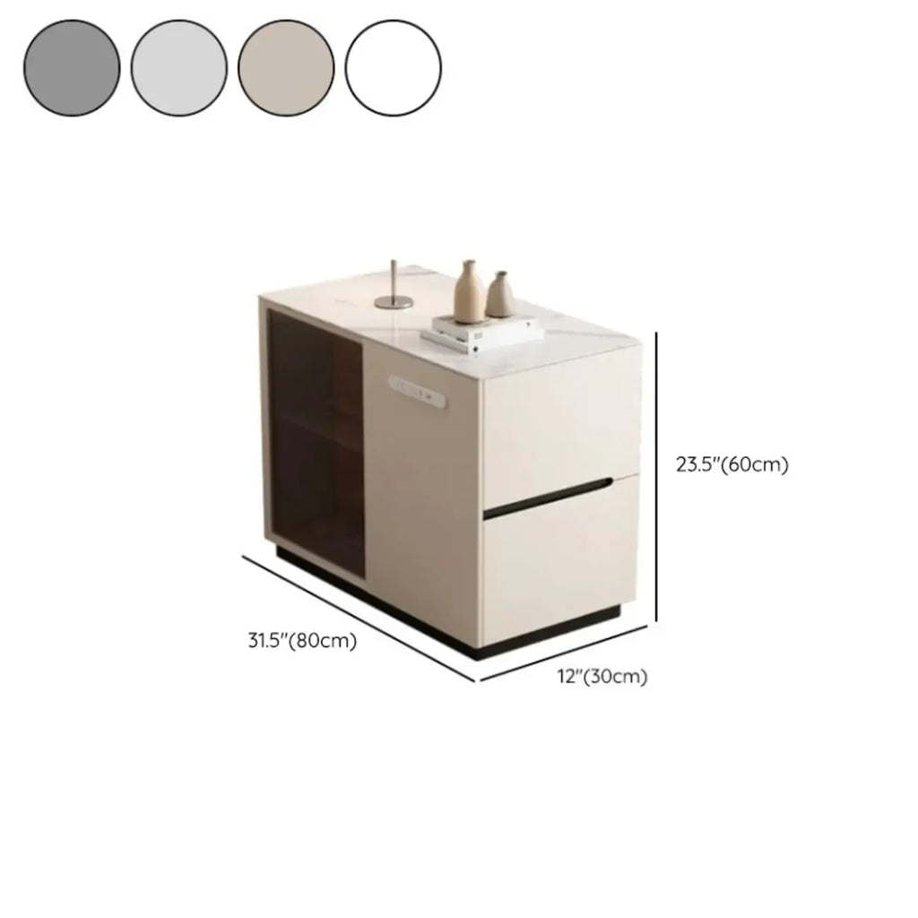Table d'appoint mobile rectangulaire avec plateau en plastique et tiroirs de rangement