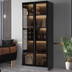 Vitrine haute contemporaine en bois noir et verre