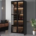 Vitrine haute contemporaine en bois noir et verre