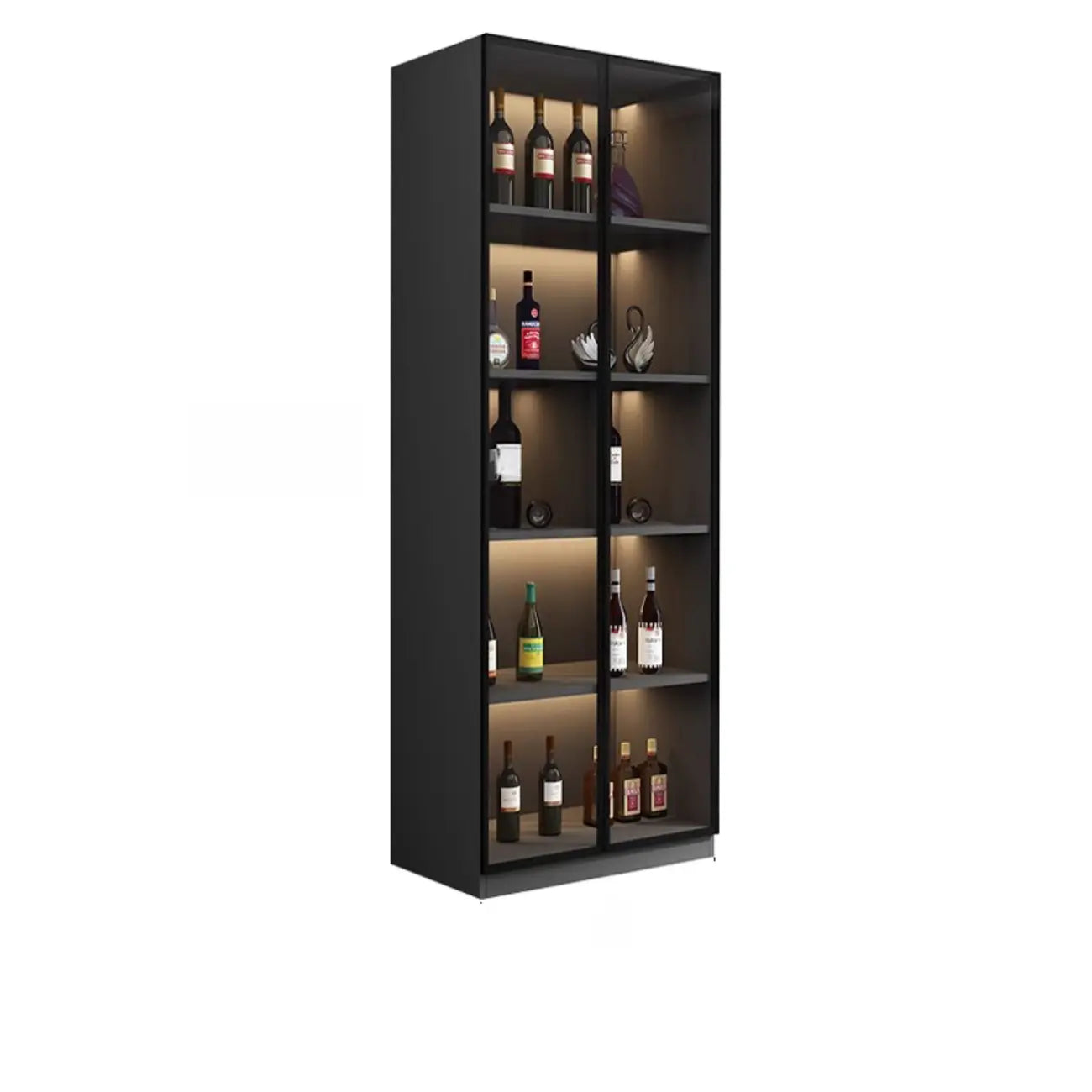 Vitrine haute contemporaine en bois noir et verre