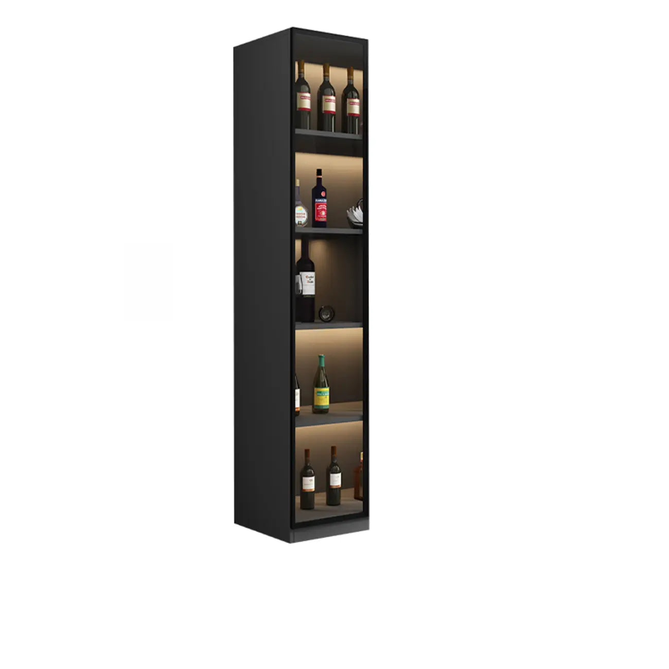 Vitrine haute contemporaine en bois noir et verre