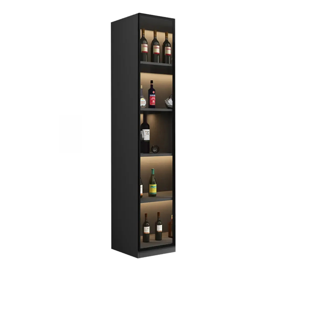 Vitrine haute contemporaine en bois noir et verre
