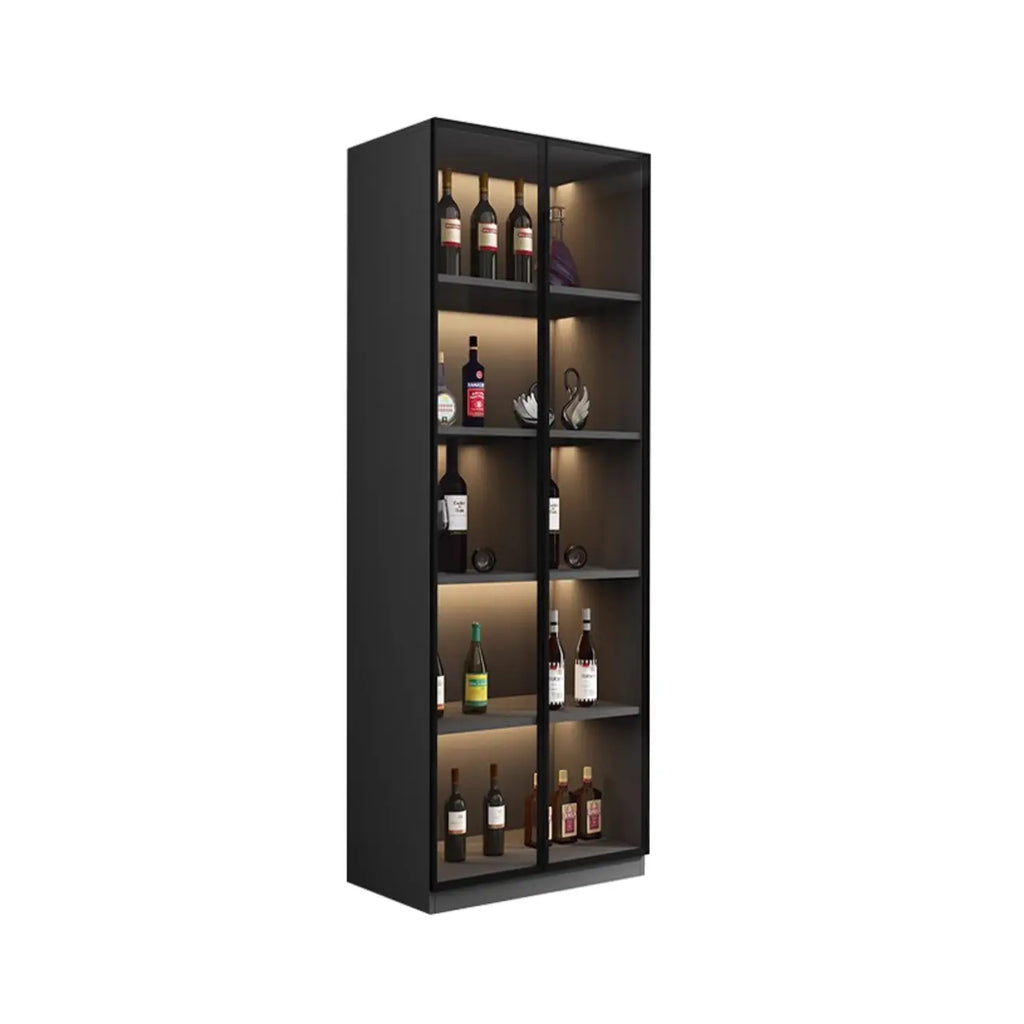 Vitrine haute contemporaine en bois noir et verre