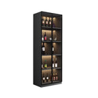 Vitrine haute contemporaine en bois noir et verre
