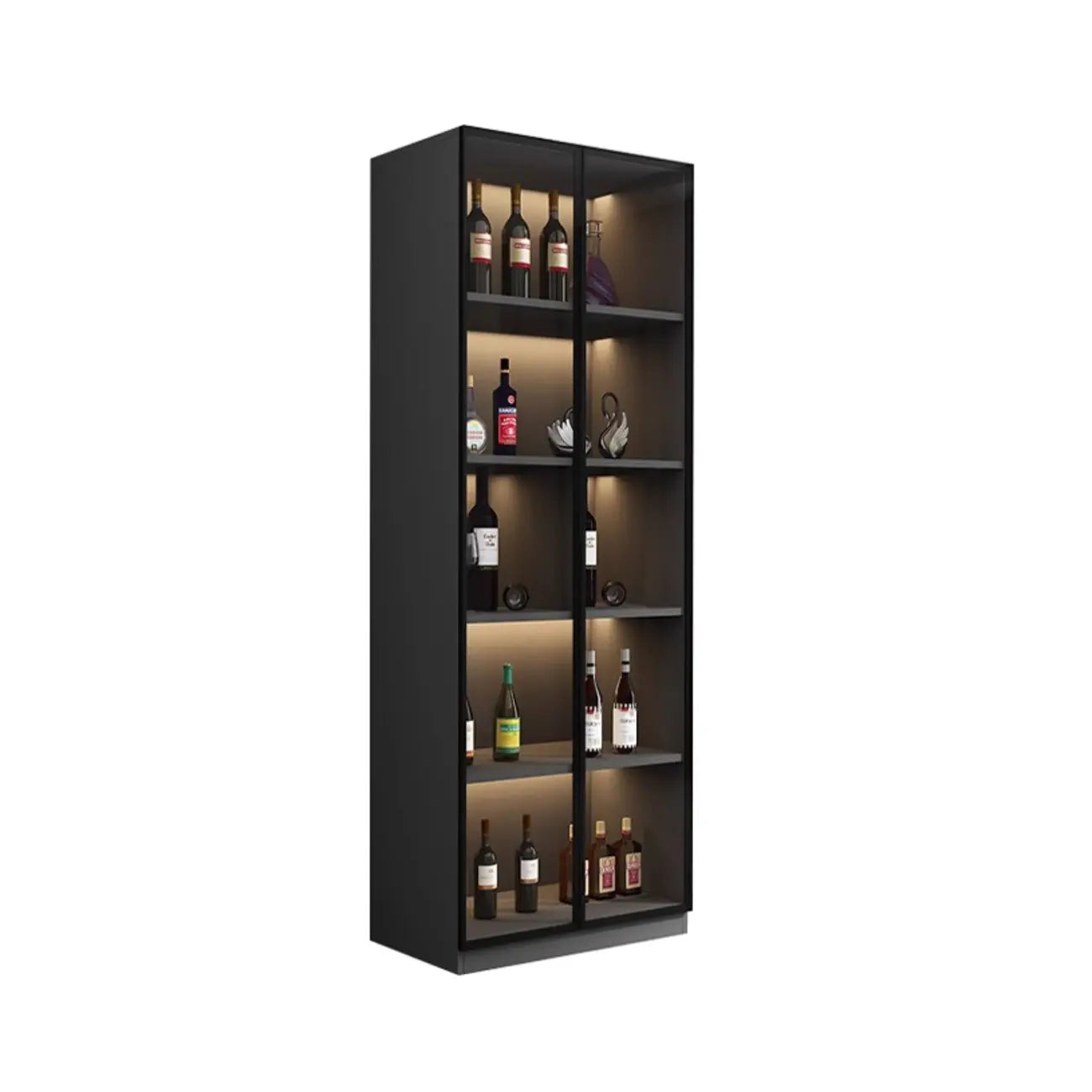Vitrine haute contemporaine en bois noir et verre