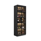 Vitrine haute contemporaine en bois noir et verre