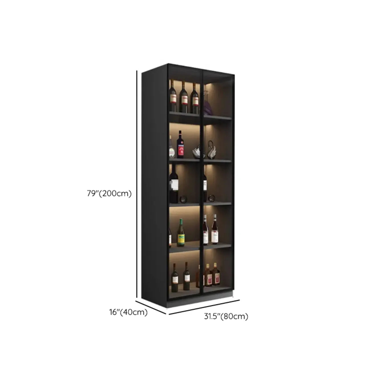 Vitrine haute contemporaine en bois noir et verre