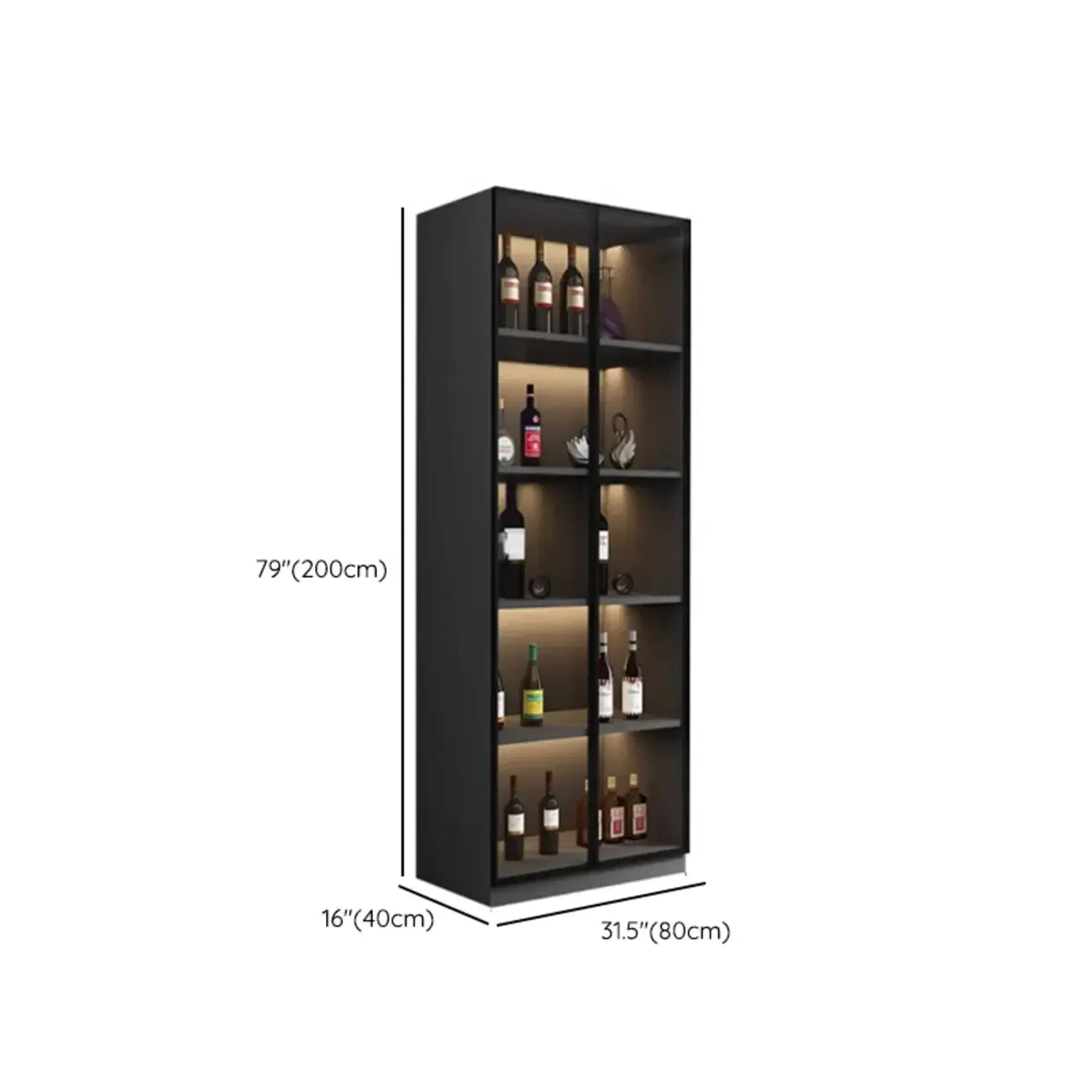 Vitrine haute contemporaine en bois noir et verre