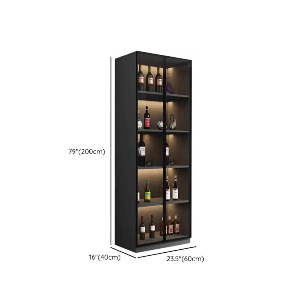 Vitrine haute contemporaine en bois noir et verre
