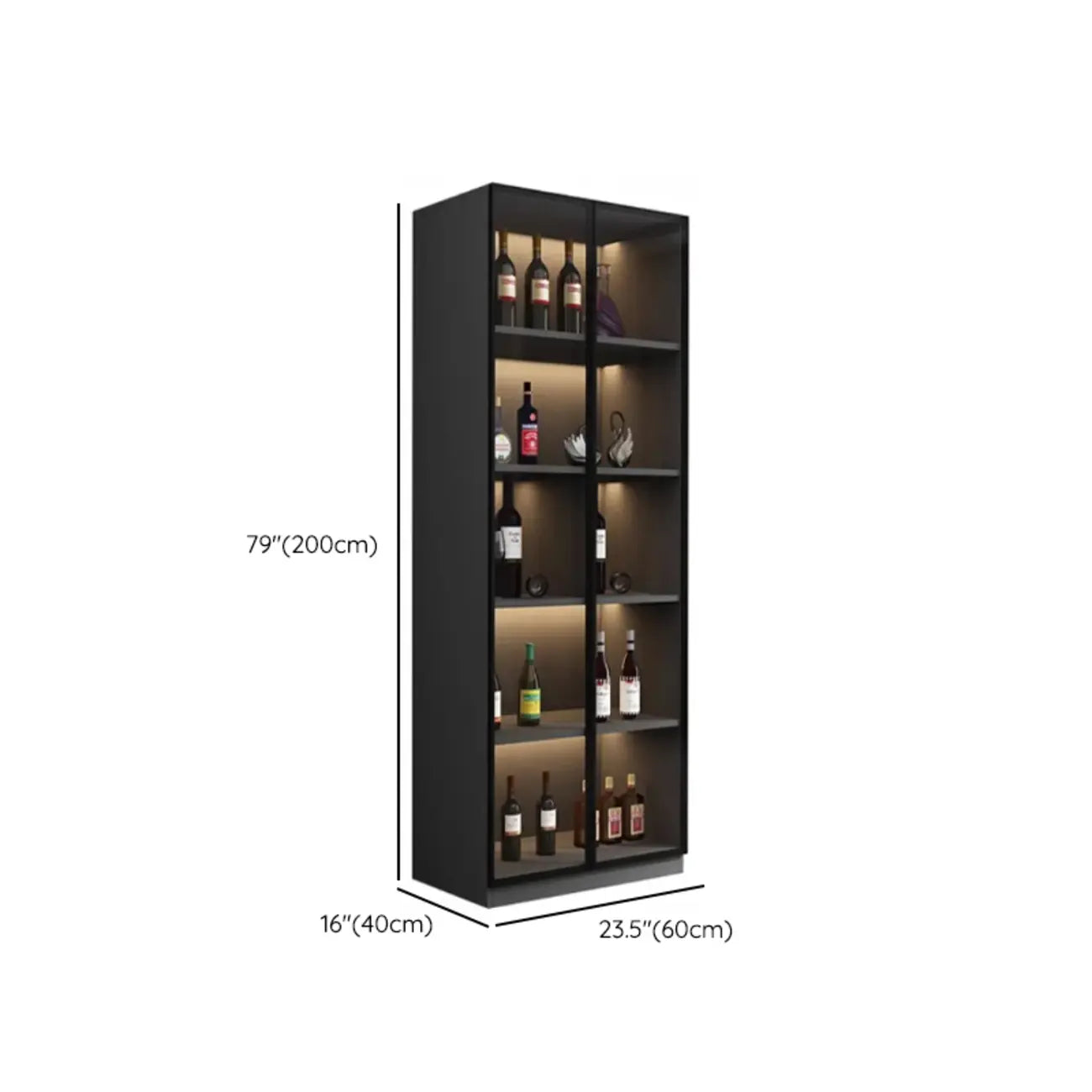 Vitrine haute contemporaine en bois noir et verre