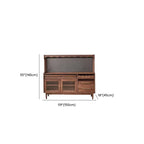 Buffet marron à 3 tiroirs et panneau perforé en bois, avec éclairage intégré