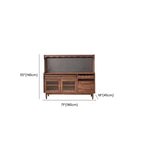Buffet marron à 3 tiroirs et panneau perforé en bois, avec éclairage intégré