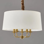 Lustre minimaliste en tissu doré, de forme cylindrique, à hauteur réglable