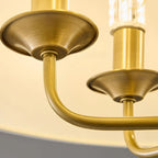 Lustre minimaliste en tissu doré, de forme cylindrique, à hauteur réglable