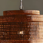 Suspension à plusieurs niveaux en rotin marron style Wabi-Sabi pour salle à manger