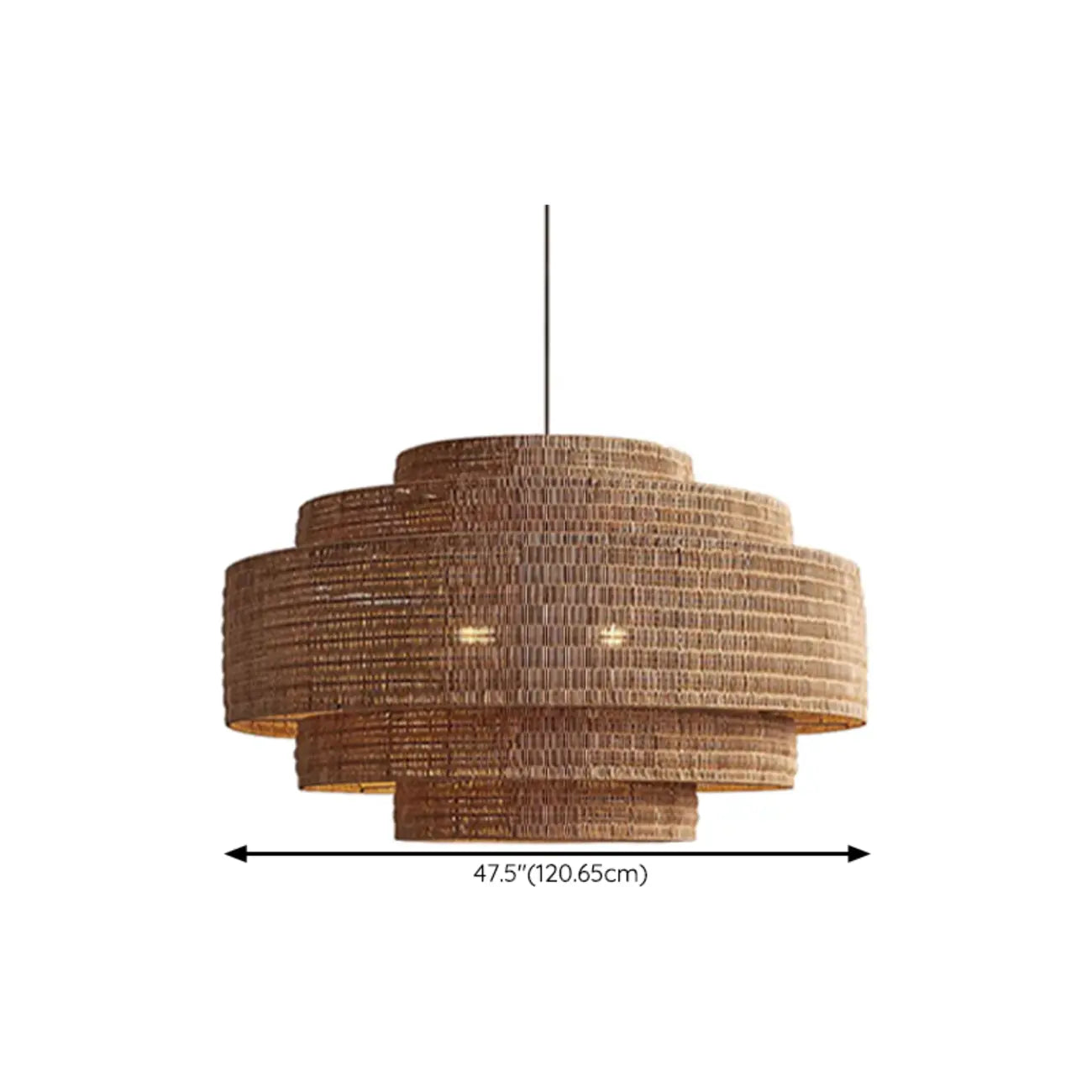 Suspension à plusieurs niveaux en rotin marron style Wabi-Sabi pour salle à manger