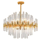 Lustre glamour à colonnes en verre transparent doré en forme d'étoile