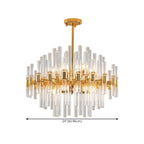 Lustre glamour à colonnes en verre transparent doré en forme d'étoile
