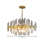 Lustre glamour à colonnes en verre transparent doré en forme d'étoile