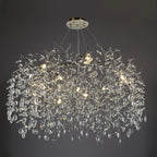 Lustre élégant en cristal, style moderne, à branches dorées et branches.