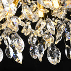 Lustre élégant en cristal, style moderne, à branches dorées et branches.