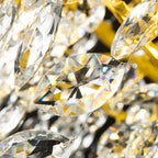 Lustre élégant en cristal, style moderne, à branches dorées et branches.