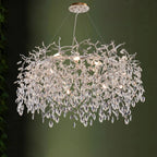 Lustre élégant en cristal, style moderne, à branches dorées et branches.