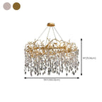 Lustre élégant en cristal, style moderne, à branches dorées et branches.