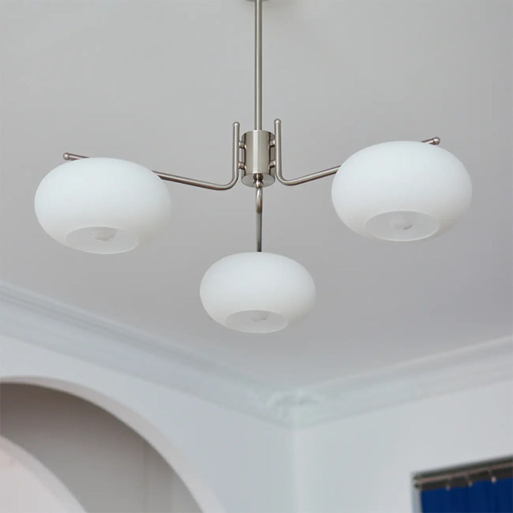 Lustre moderne en verre blanc cylindrique pour salon