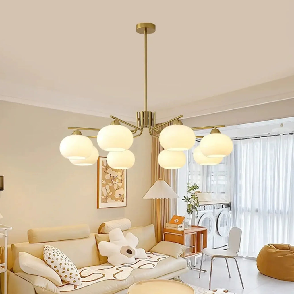 Lustre moderne en verre blanc cylindrique pour salon