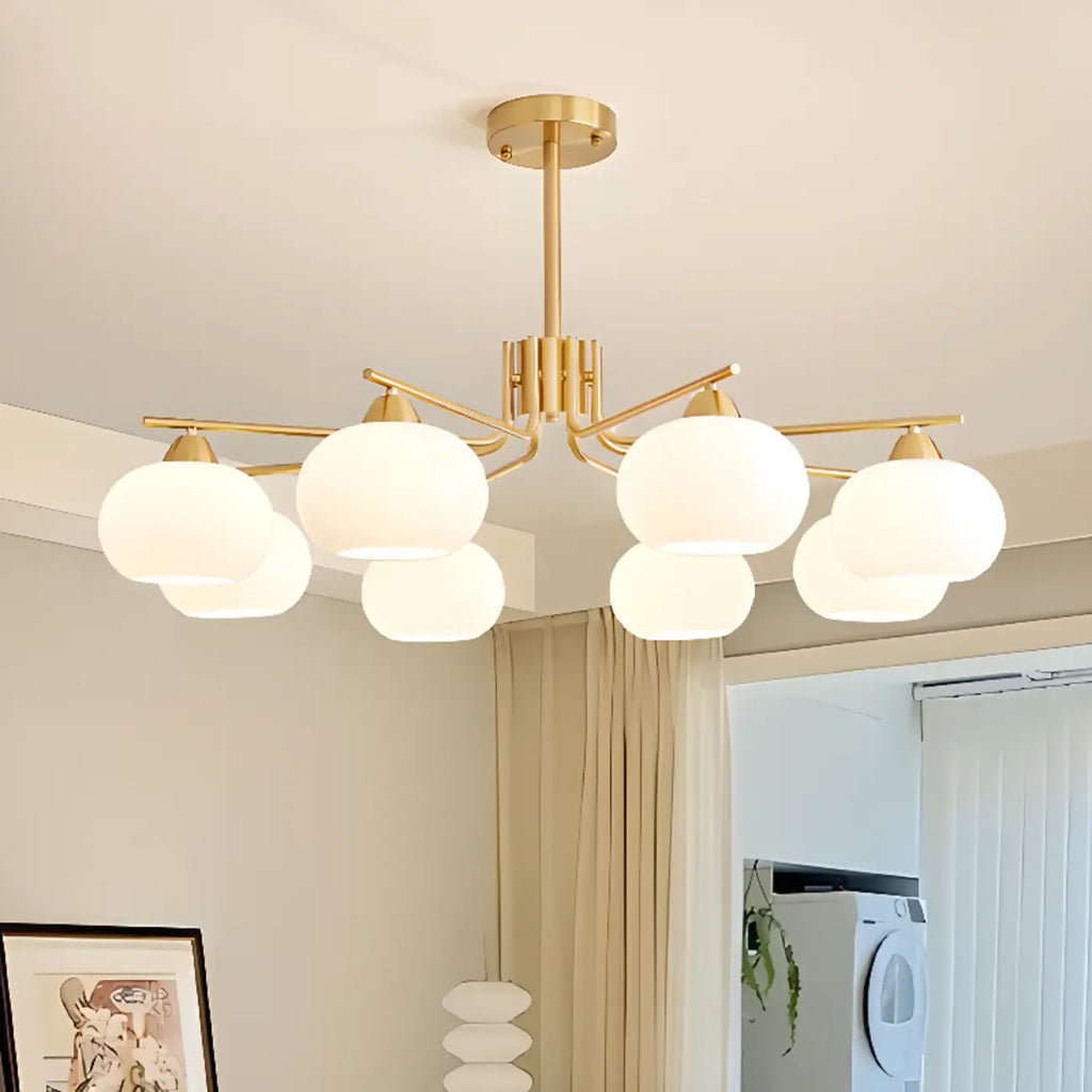 Lustre circulaire contemporain en verre, hauteur réglable.