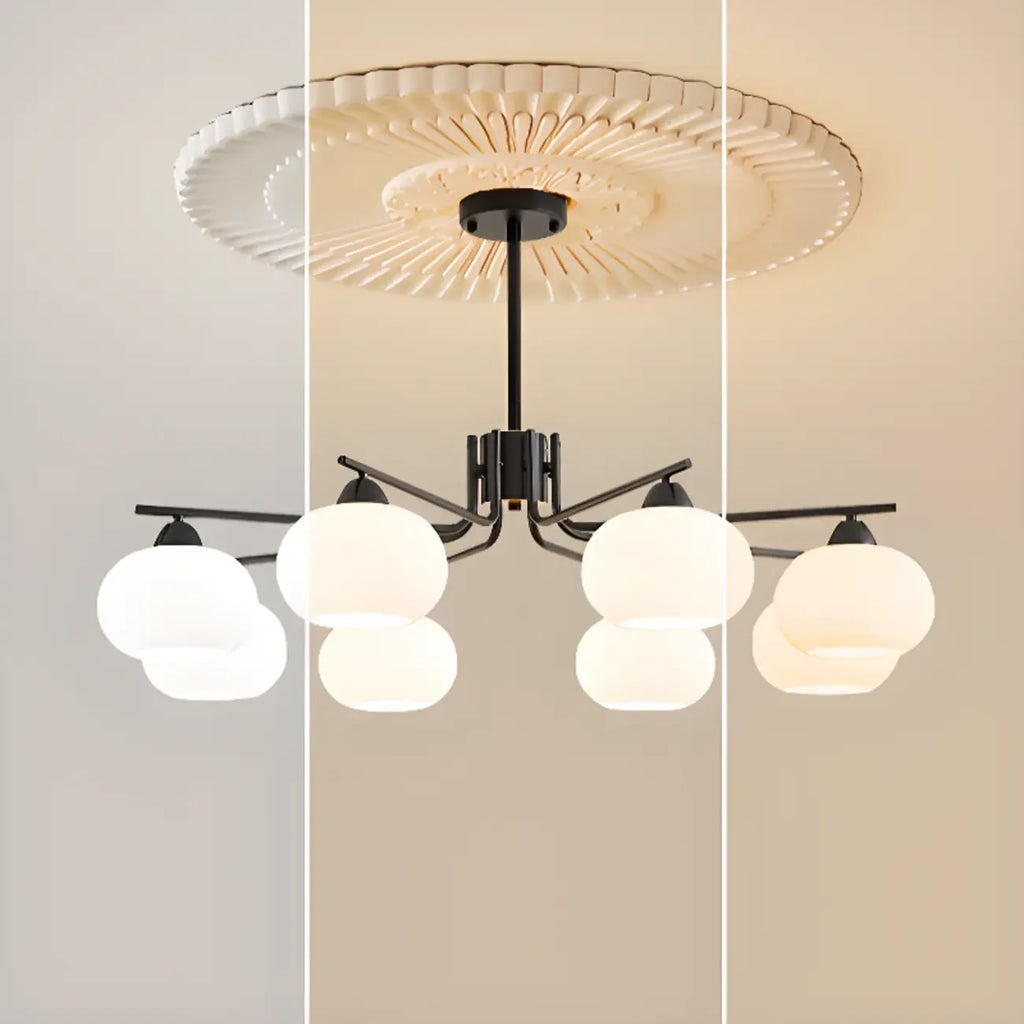 Lustre circulaire contemporain en verre, hauteur réglable.