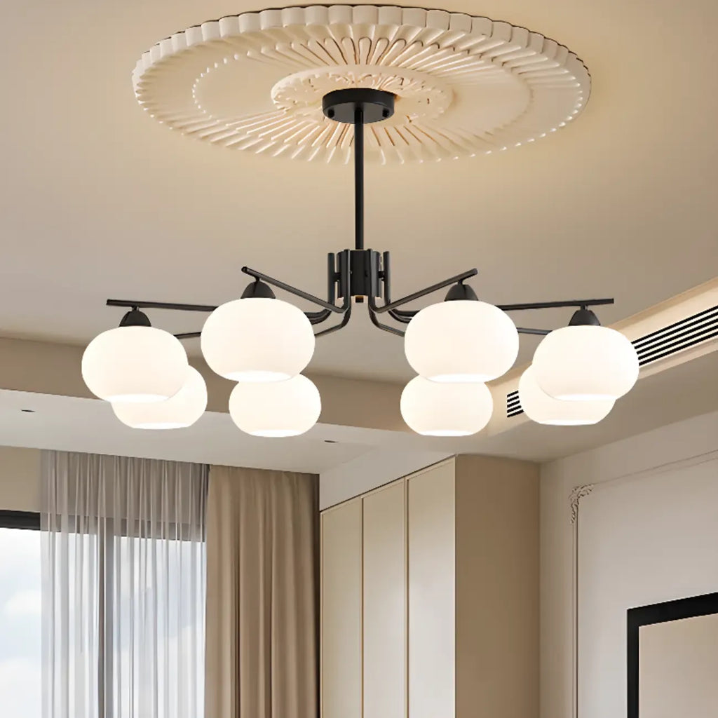 Lustre circulaire contemporain en verre, hauteur réglable.
