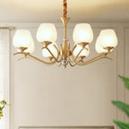Lustre élégant en verre blanc et or, de style moderne du milieu du siècle