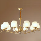Lustre élégant en verre blanc et or, de style moderne du milieu du siècle