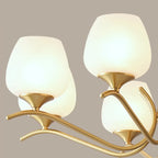 Lustre élégant en verre blanc et or, de style moderne du milieu du siècle