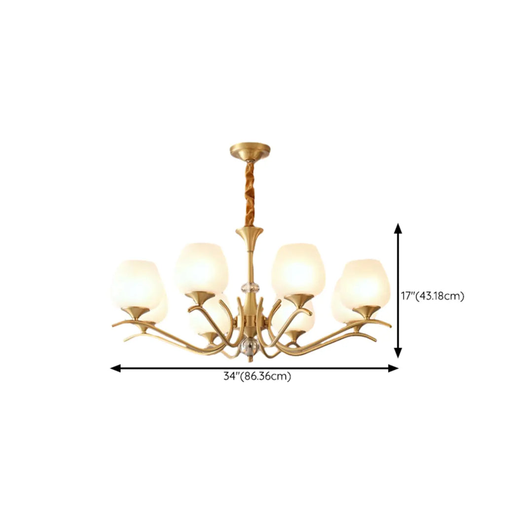 Lustre élégant en verre blanc et or, de style moderne du milieu du siècle