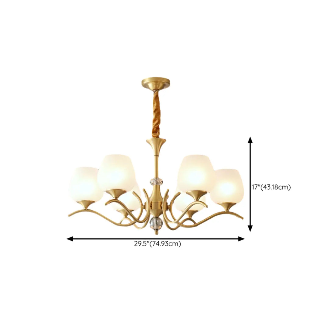 Lustre élégant en verre blanc et or, de style moderne du milieu du siècle
