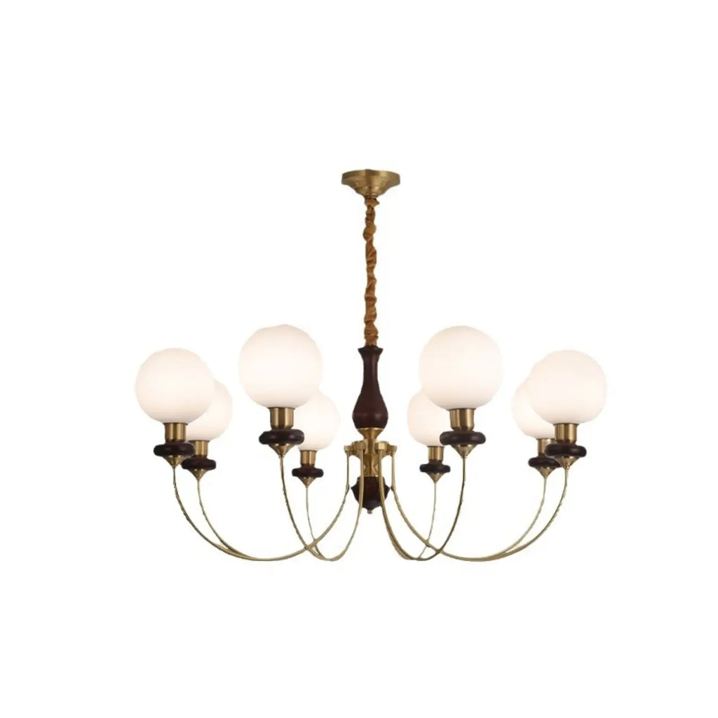 Lustre classique doré en verre globe, hauteur réglable