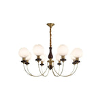 Lustre classique doré en verre globe, hauteur réglable