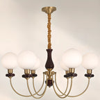 Lustre classique doré en verre globe, hauteur réglable