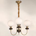 Lustre classique doré en verre globe, hauteur réglable