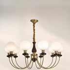 Lustre classique doré en verre globe, hauteur réglable