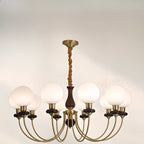 Lustre classique doré en verre globe, hauteur réglable
